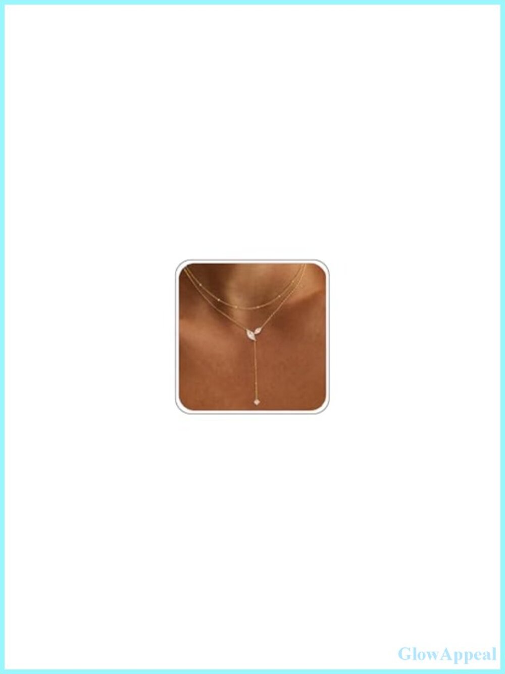 14K Gold Plated CZ Drop Necklace Long Y Necklace for Women